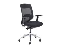 SUNON VOGUE Medium Back Chair – Black, Chrome Base, Fabric Finish Seat, Mesh Back, Ajustable Height And Armrest 