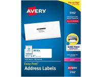 Avery 5162 Easy Peel Permanent Adhesive Address Labels - 1-1/3" x 4", 1400 Labels