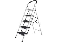SKY-TOUCH Foldable Ladder 5 Steps, Home Ladder Folding Step Stool with Wide Anti-Slip Pedal, Adults Folding Sturdy Steel Ladder for Home,Kitchen, Garden, Office