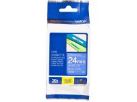 Brother TZE555 Laminated Tape - 24mm, White on Blue