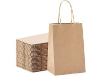 24 Bags Brown Paper bags with handles 15 x 11 x 6 cm Small Kraft Gift bags