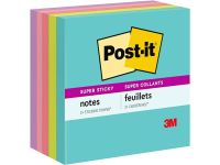 Post-it 654 Super Sticky Notes 3"x3", Miami Assorted Colors, 90 sheets/pad | 5 Pads / Packet