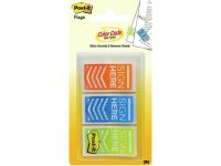 Post-it Message Flags, "Sign Here", 60 Flags/Pack, 1 in Wide, Orange, Blue, Green