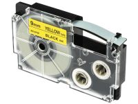 Casio IR9YW Label Printer Tape - Black on Yellow , 8m L x, 9mm W