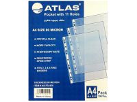 Atlas Punched Pockets - Crystal Clear, 80 Microns, A4 (Pack of 100)