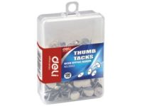 Deli E0022 Thumb Tacks, Metal Silver, 100/Box
