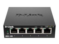 D-Link DGS-105 5-Port Unmanaged Gigabit Metal Desktop Switch with Cat-6 Cable
