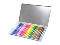 FIS FSCK04 Long Jumbo Color Pencils in Metal Box, Assorted Color (Set of 24)