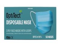 OptiTect Disposable Face Mask with Loops, 3 Ply (Pack of 50)