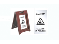 Two sided wooden SS plated executive cleaning in process sign