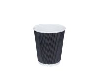 Hotpack 8oz Black Ripple Wrap Cups 25pcs x 20 packets (Pack of 500)