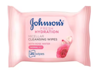 Johnson's Fresh Hydration Micellar Cleansing 25 Wipes With Rose Water White