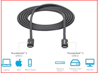 StarTech 20Gbps Thunderbolt 3 Cable (TBLT3MM2M) - 6.6ft/2m - Black - 4K 60Hz - Certified TB3 USB-C to USB-C Charger Cord w/ 100W Power Delivery 