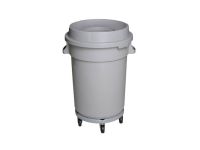 AKC GC13-80 Top Open Circular Garbage Can with Wheels - 80 Liter, Grey