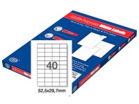 FIS FSLA40-100 Multi-Purpose Label - 52.5 x 29.7mm , 40 Labels, White (Box  of 100)