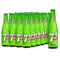 7UP Soft Carbonated Drink Glass Bottle, 250ml (Case of 24)