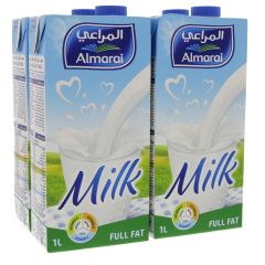 Almarai Long Life Full Fat Milk, 1 Liter (Pack of 4)