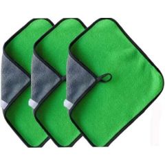 Lavish Microfiber Cleaning Cloth for Car, Glass, Stainless Steel, Table, Window - Green (Pack of 3)