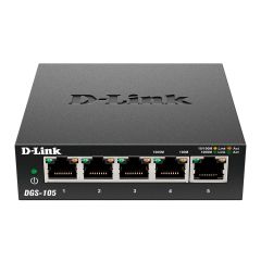 D-Link DGS-105 5-Port Unmanaged Gigabit Metal Desktop Switch with Cat-6 Cable