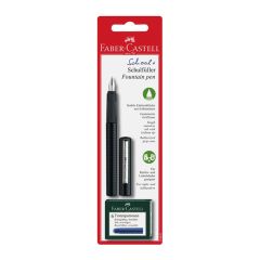 Faber Castell School Plus Schulfuller Fountain Pen with Ink Cartridge, Black