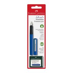 Faber Castell School Plus Schulfuller Fountain Pen with Ink Cartridge, Blue