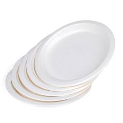 Hotpack Biodegradable Plate - Round, 9", White (Pack of 25)