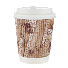 Hotpack PCRW8500 Disposable Printed Ripple Cup (8Oz) with Lid (Pack of 500)