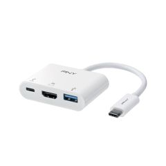 PNY USB-C 3-In-1 Adapter - HDMI, USB-C & USB 3.0, White