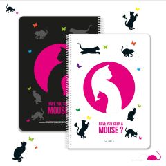 Union Stylish Spiral Hard Printed PP Cover Notebook "Spot the Mouse" Cover Design - 200 Lined Pages, A4