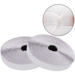 QC Style Self Adhesive Hook & Loop Double-Sided Gum Mounting Tape, 36 Ft, White
